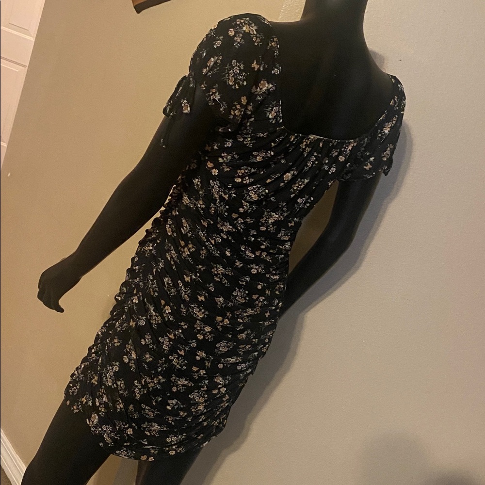 Chic Black Floral Mini Dress - Picture 7 of 12